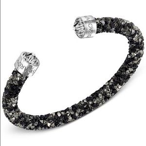 Swarovski Silver-Tone Black Crystal Cuff Bracelet